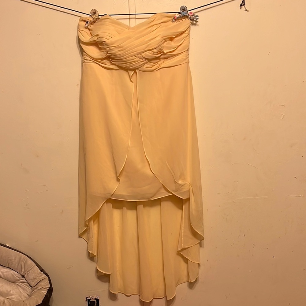 Davids bridal bridesmaid dress size 16 short front long back strapless